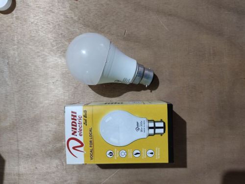 High Intensity Discharge Aluminum Nidhi Electric 9 Watt LED Bulb, For Home, Mall, Hotel, Office, Dimension : 240x190x110mm