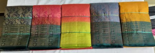 Handloom All Self Contrast Saree, Age Group : Girls