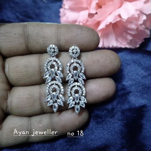 Brass Classic American Diamond Earrings, Style : Antique