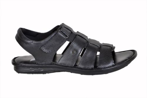 TLP Plain Men Leather Sandal 10001BL, Color : Black for Casual Wear