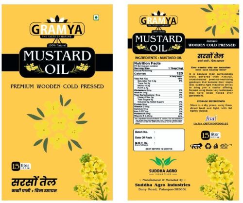 GRAMYA Cold Pressed Yellow Mustard Oil, Packaging Type : Tin Can