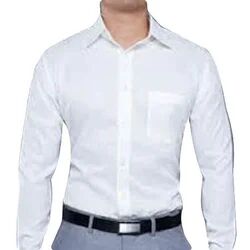 White Full Sleeve Collar Neck Cotton Mens Plain Shirt, Size : XL