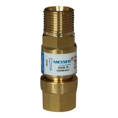 Golden Polished Brass Messer Flashback Arrestor, For Cutting Industry, Shape : Round