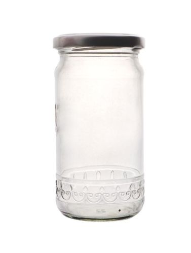 Transparent Round 300ml Tulip Glass Jar, For Fruit Jam Storage, Cap Material : Metal