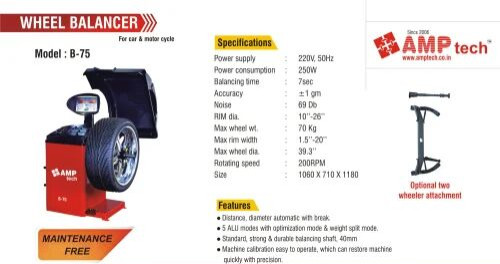 AMP Tech Electric Wheel Balancer For Car and Lcv 1550x1160x1240 Mm