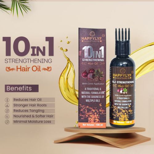 HappyLyf 10 In 1 Hair Oil, For Anti Dandruff, Hare Care, Form  : Liqued