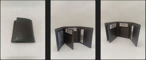 Black Plain Pure Leather Wallet Three Fold, For Cash, Credit Card, ID Proof, Gender : Male
