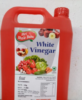 Liquid 5kg White Vinegar, For Cooking, Certification : FSSAI Certified