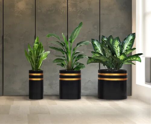 Creators Podd Matte Black Decorative Fiber Planter, Packaging Type : Thermocol Cutout