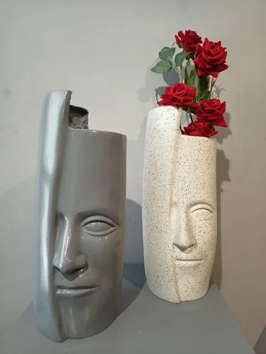 Creators Podd Matte Human Face Fiberglass Planter, For Decoration, Gifting, Size : 14