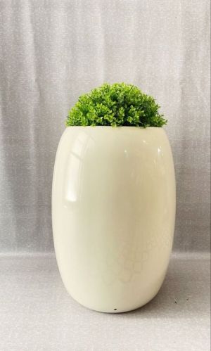 Plain Glossy White Round Fiberglass Planter, For Outdoor Use, Indoor Use, Decoration, Portable Style : Standing