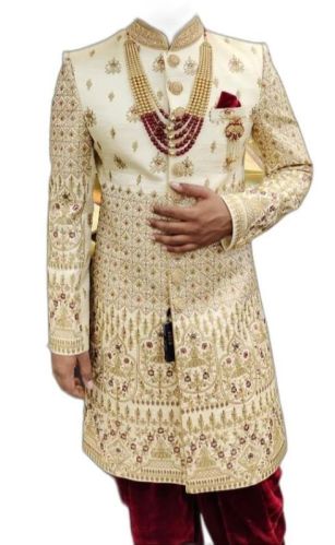 Silk Wedding Sherwani Fabric, For Garments, Width : 44 Inches/ 112 Cm