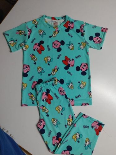 Cotton Printed Kids Night Dress, Color : Sky Blue