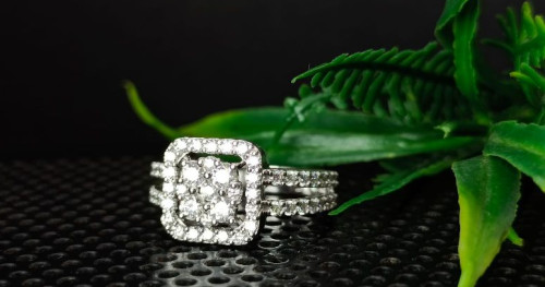 White Gold Natural Diamond Cluster Solitaire Ring