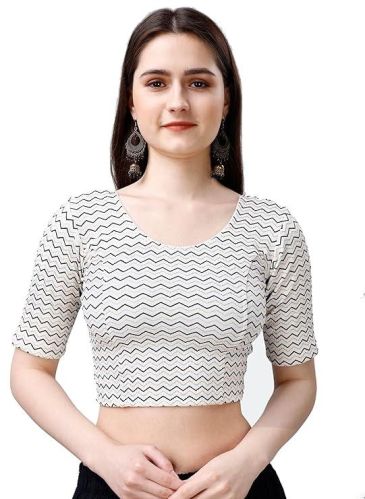 Mehrang Lycra Foil Printed Blouse, Size : M, XL