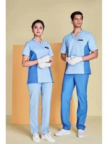 Green/Blue/Stripes Plain Hospital Staff Uniform, Size : XL, XXL