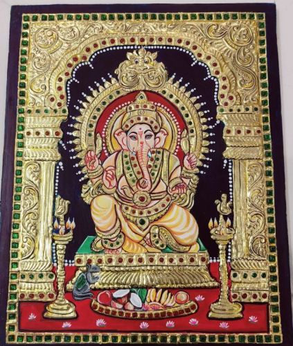 Ganeshji Tanjore Painting 10 X 8 Inch