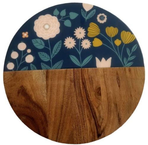 Multi Colour Gunjan Craft Round Wooden Cutting Board, For Kitchen