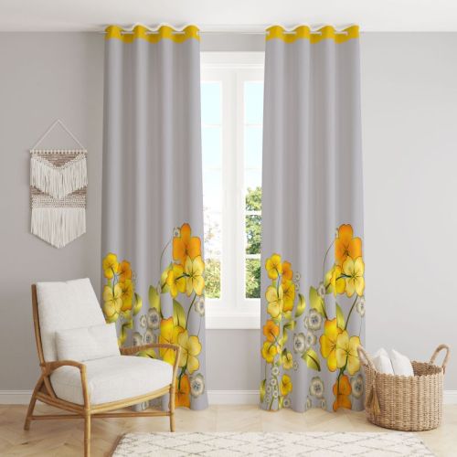Multicolor Luxurious Shiny Polyester Printed Curtains, For Home