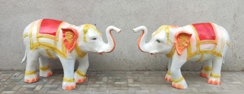 Polished Fiber Elephant Statue, Packaging Type : Multicolor