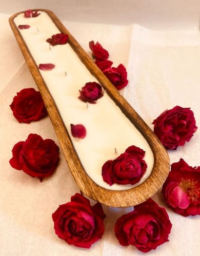 Soy Blend Wax 6 Wick Hand Carved Dough Candle, Technics : Handmade