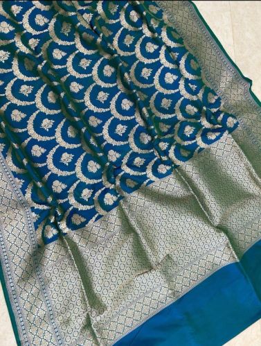 Blue Necklace Design Handwoven Katan Banarasi Saree