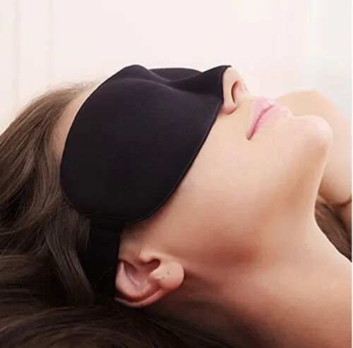 Plain Black Cotton Sleeping Masks, Technics : Machine Made