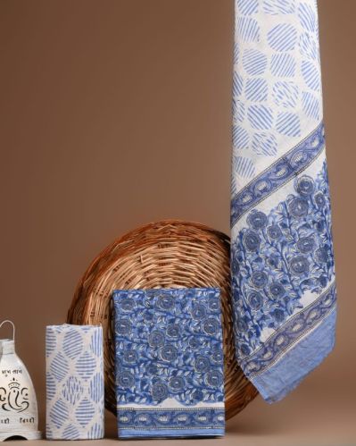 Cotton Suit With Mulmul Dupatta Bagru Hand Block Printed