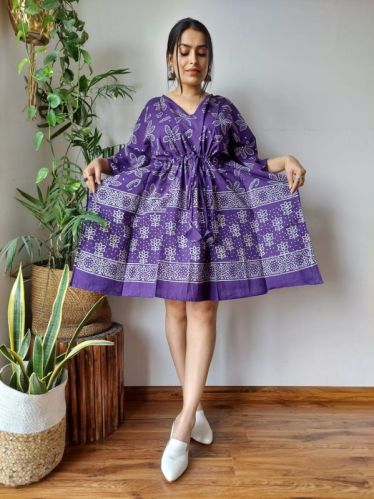 Hand Block Printed Short Kaftan, Size : Free Size