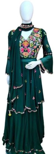 Ladies Hand Embroidered Peplum Skirt Suit, Feature : Breathable, Elegant Design, Stitched