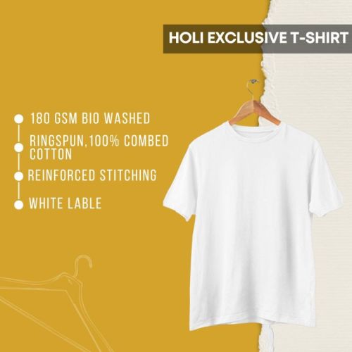 Cotton Plain Holi T-shirt, Gender : Unisex