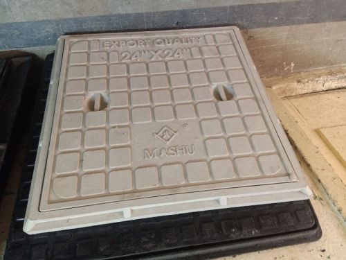 Grey Mashu Rectangular FRP Manhole Cover, For Construction, Industrial, Public Use, Size : 24x24Inch