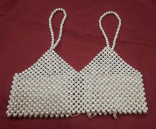 Stylish Beaded Crop Top, Technics : Hand Made