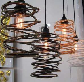 Electric Raw Metal Copper Finsih Spiral Decorative Hanging Light, For Home Use, Hotel, Restaurant