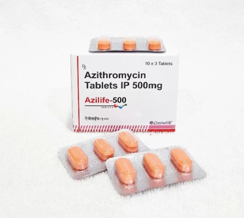 Silver Azithromycin Tablet, For Pharmaceuticals, Clinical, Personal, Hospital, Packaging Type : Box