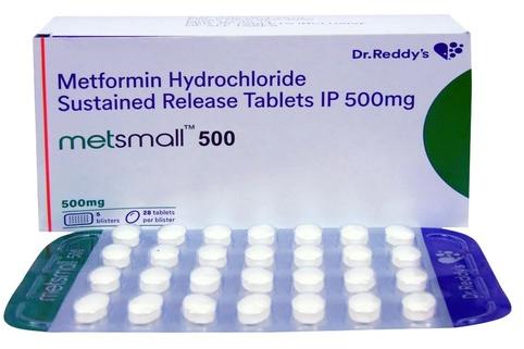 Metformin HCL Sustained Release 500mg Tablets, For Clinical, Hospital, Personal, Packaging Size : 20-30Tablets