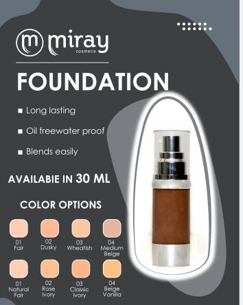 01 Fair Miray Cream Makeup Foundation, For Parlour, Personal, Packaging Type : Plastic Bottle