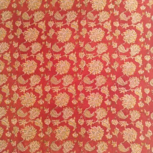 Red HP029 Kalamkari Block Printed Cotton Fabric, For Garments, Packaging Type : Poly Bag