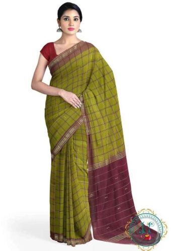 HS0011 Ladies Pedana Handloom Saree With Gold Zari Border.