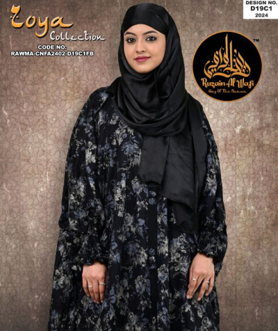 Zoya Collection's Black Printed Abaya
