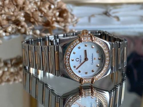 Round Ladies Omega Moissanite Diamond Watch