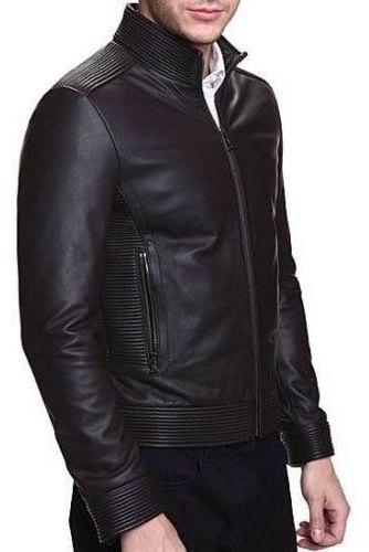 Full Sleeves Plain Mens Leather Jacket, Occasion : Casual Wear