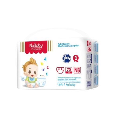 Nubaby Baby Diapers New Born (NB), 90 Count Upto 4kg Jumbo 12 Hours Absorption