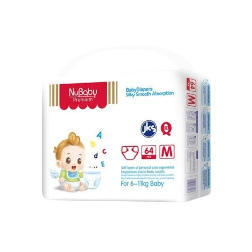 Nubaby Diapers, Medium (M), 82 Count, 6-11 Kg Jumbo Up To 12 Hours Absorption