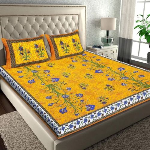 Multicolor Printed Cotton Double Bed Sheets, For Hotel, Home, Size : Standard