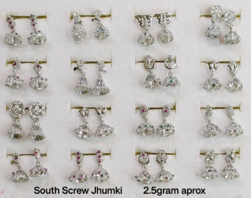 Polished Silver South Screw Jhumki, Style : Modern