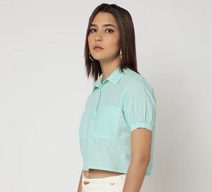 Ladies Cotton Crop Shirt