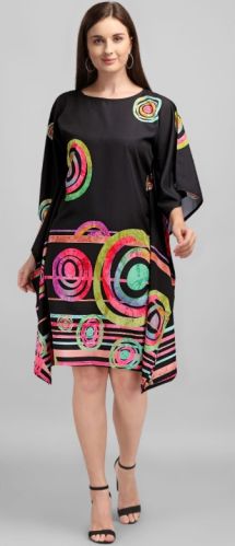 AGCJK325 Short Digital Printed Kaftan Kurti, Size : Free Size (Fits Upto 3XL), Fitting Belt Inside