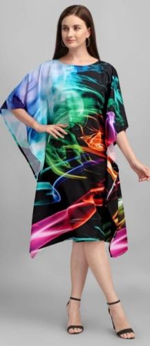 AGCJK328 Short Digital Printed Kaftan Kurti, Size : Free Size (Fits Upto 3XL), Fitting Belt Inside