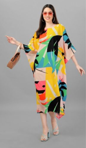 AGCJK454 3/4 Sleeves Digital Printed Kaftan Kurti